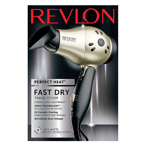 Revlon 1875 Watt Perfect Heat Fast Dry Compact Travel Hair Dryer, RVDR5005, 1 Ea
